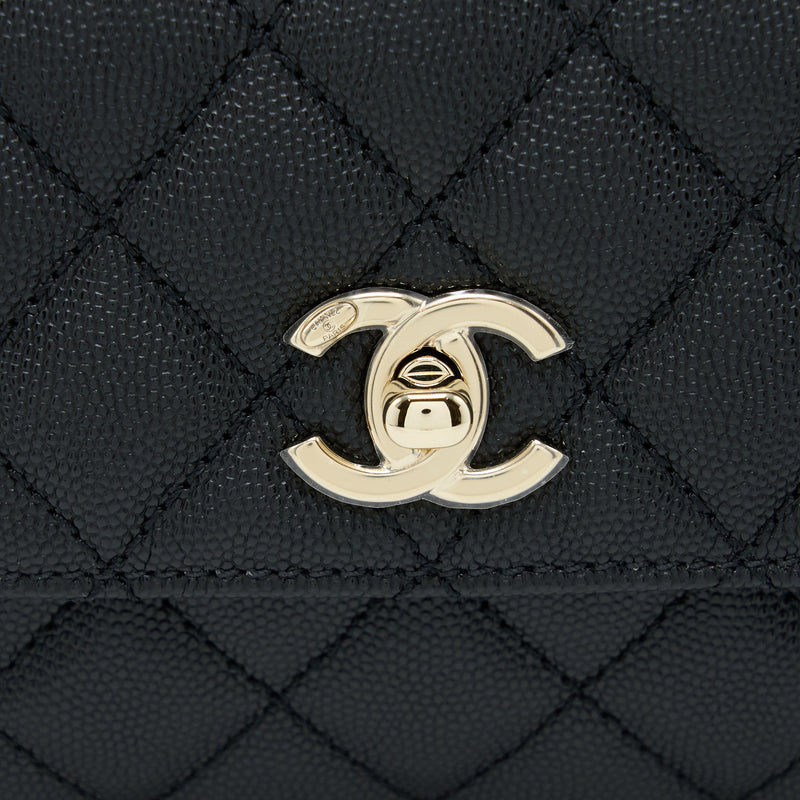 Chanel Small Coco Handle Caviar Black LGHW (Microchip)