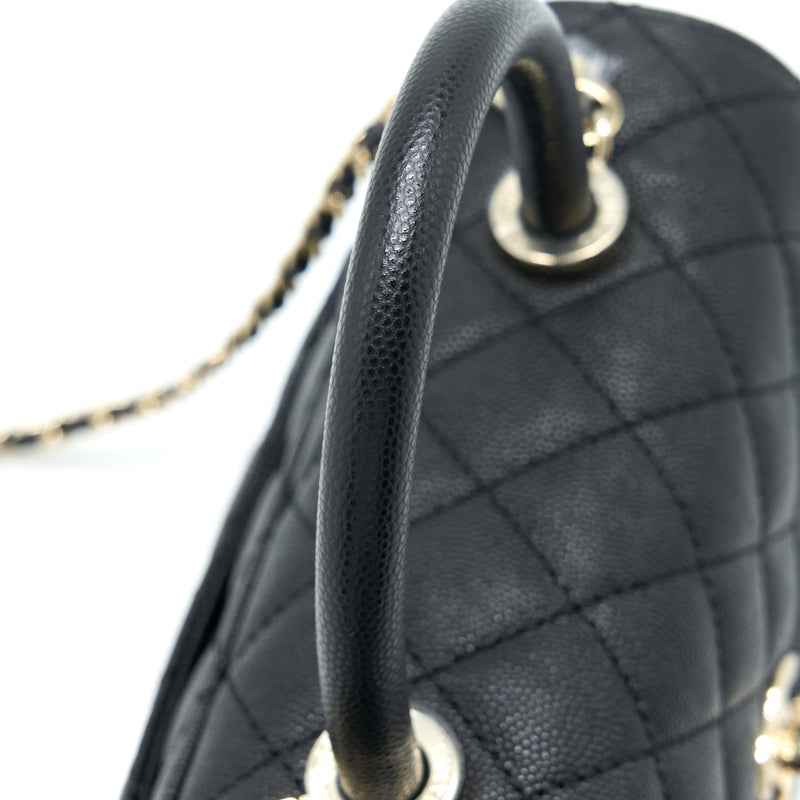 Chanel Small Coco Handle Caviar Black LGHW (Microchip)