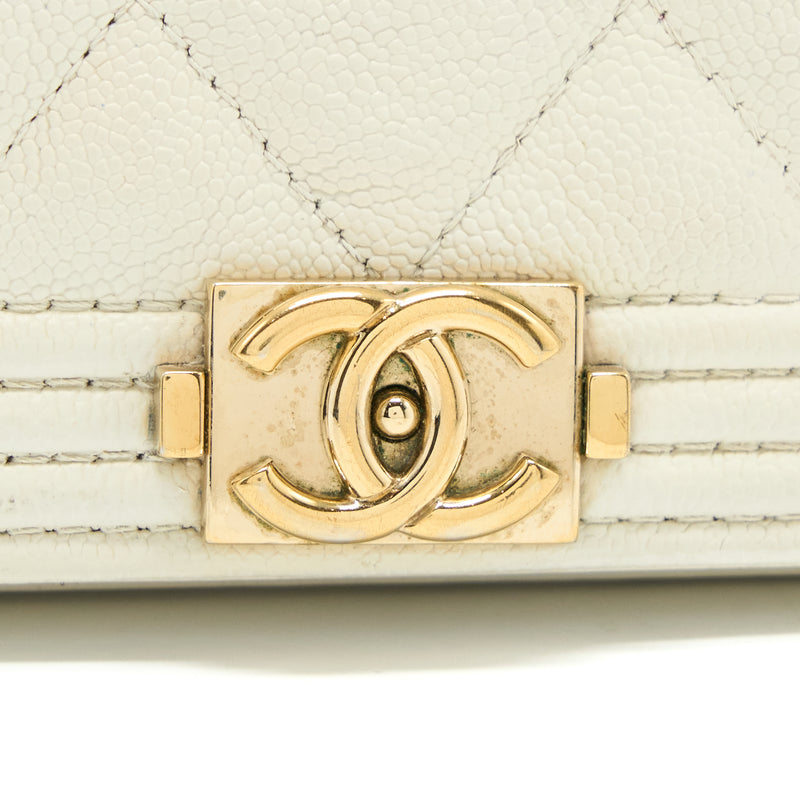 Chanel Boy Wallet On Chain Caviar White LGHW