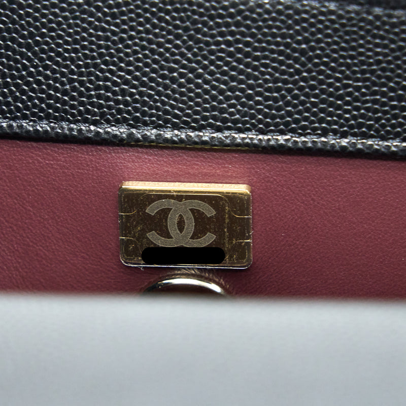 Chanel Small Coco Handle Caviar Black LGHW (Microchip)