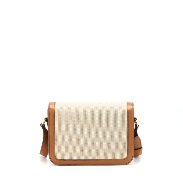 Celine Medium Triomphe Bag in Textile Natural Calfskin GHW
