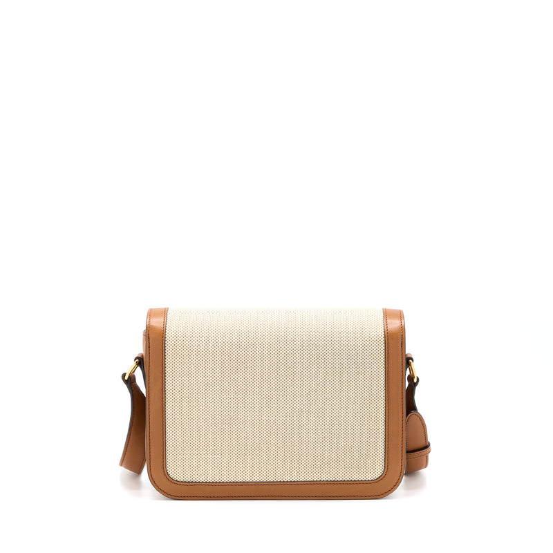 Celine Medium Triomphe Bag in Textile Natural Calfskin GHW