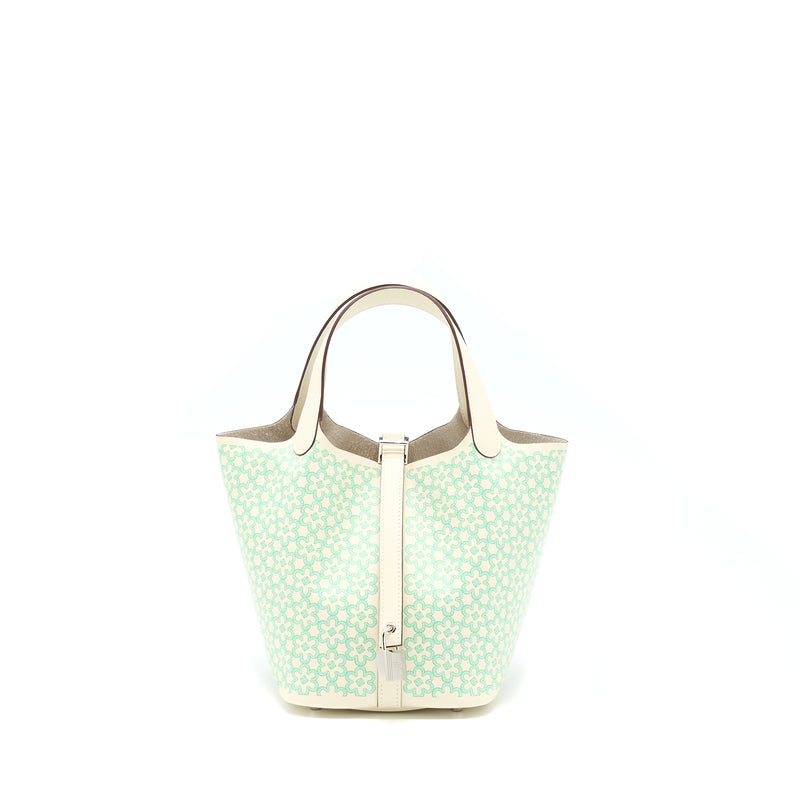 Hermes Picotin 18 Lucky Daisy Lock Bag Swift Nata / Vert /Blanc SHW Stamp U