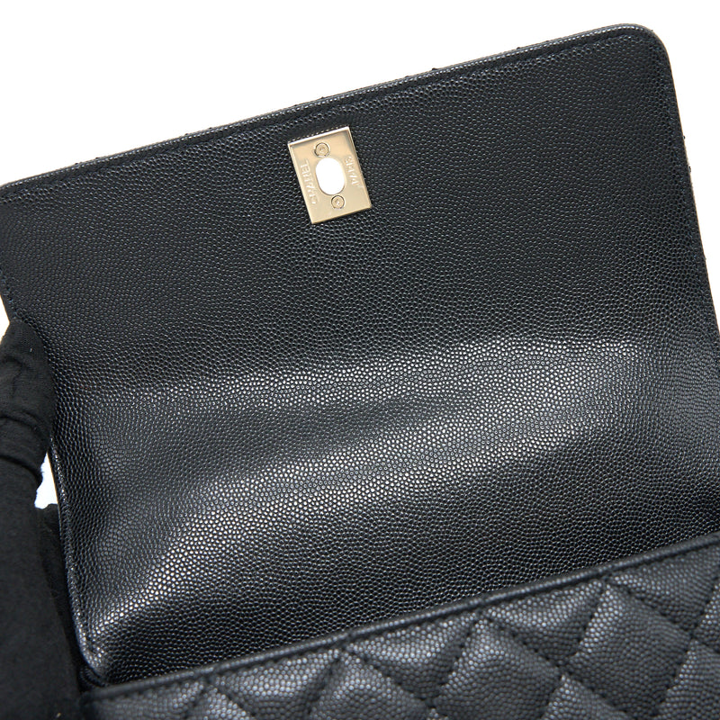 Chanel Small Coco Handle Caviar Black LGHW (Microchip)