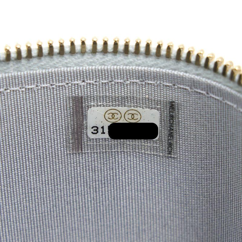 Chanel 21A Top Handle Mini Vanity with Chain Lambskin Light Grey GHW