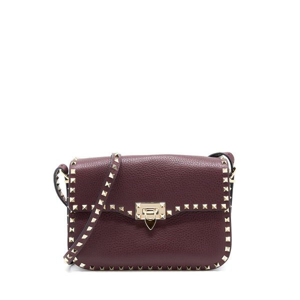 Valentino Rockstud Flap Crossbody Bag Dark Red LGHW