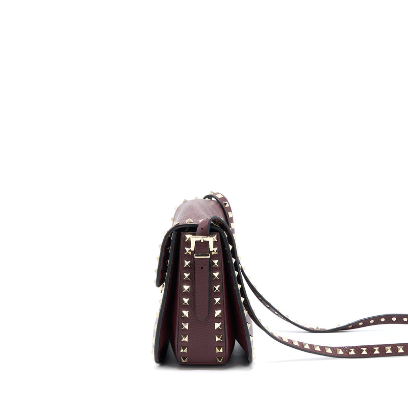 Valentino Rockstud Flap Crossbody Bag Dark Red LGHW