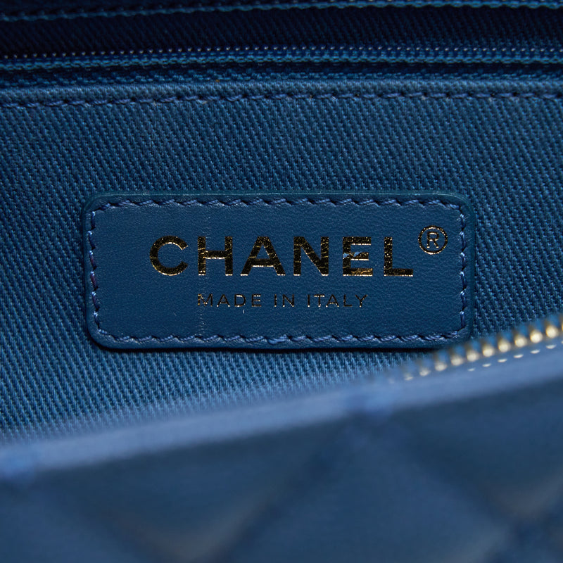 Chanel Medium Coco Handle Flap Bag Caviar Blue GHW