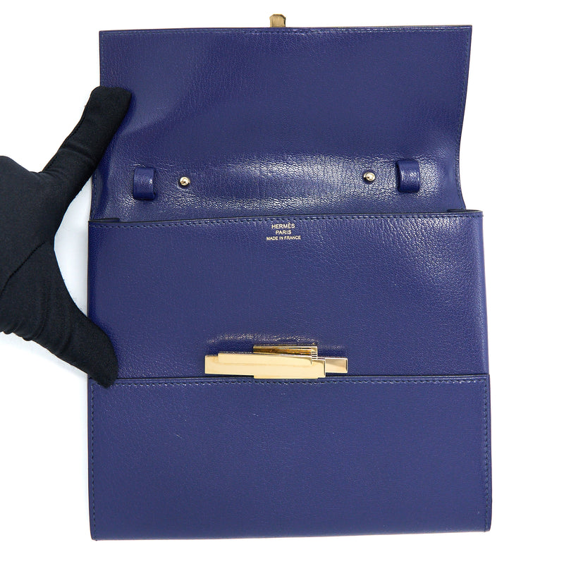 Hermes Cinhetic To Go Chevre Chamkila Blue Sapphire GHW Stamp D