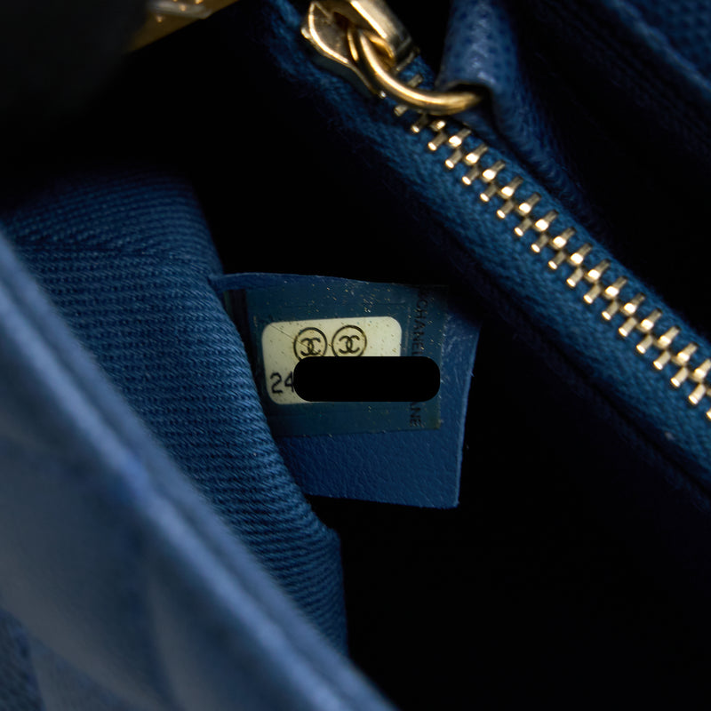 Chanel Medium Coco Handle Flap Bag Caviar Blue GHW