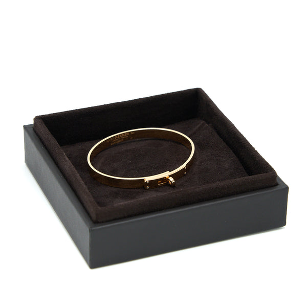 Hermes Size SH Kelly Bracelet Small Model Rose Gold 4 Diamonds