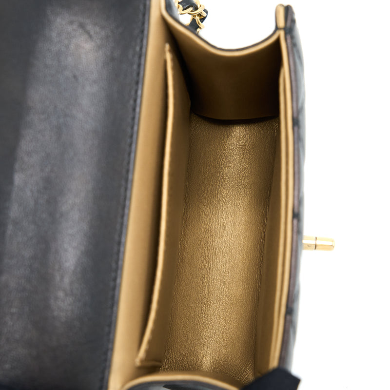 Chanel Vertical Pearl Flap Bag Goatskin Black GHW