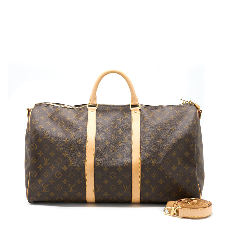 Louis Vuitton Keepall Bandouliere 50 Orange Monogram Leather Weekend Travel  Bag