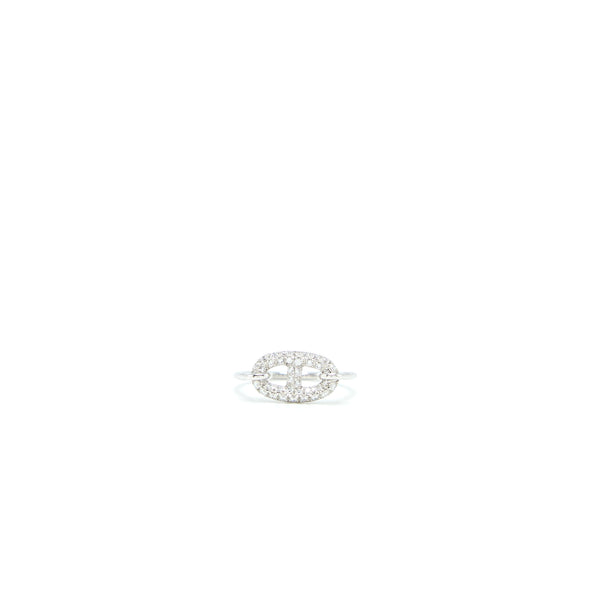 Hermes Size 53 Ronde Ring Small Model White Gold Diamonds