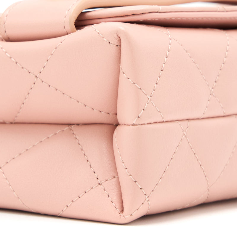 Chanel Front Logo Flap Bag Calfskin Pink Brushed GHW