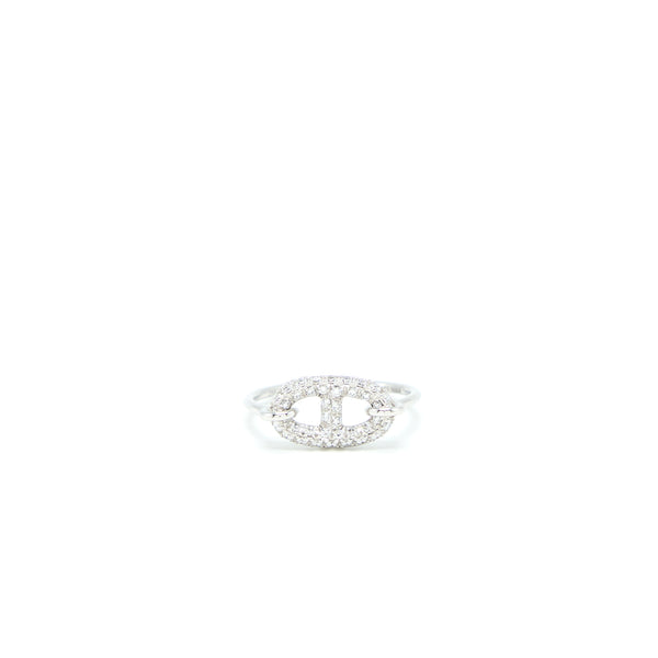 Hermes Size 53 Ronde Ring Small Model White Gold Diamonds