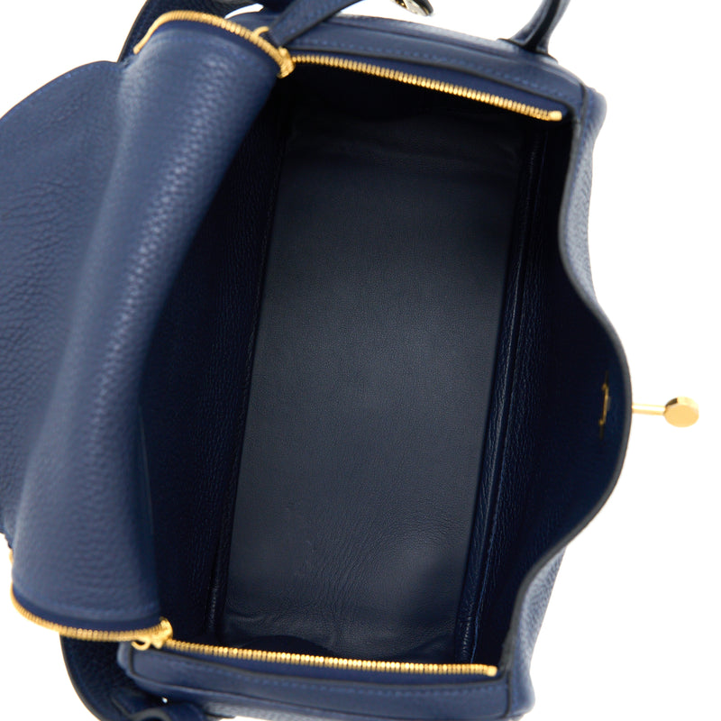 Hermes Lindy bag 26 Blue nuit Clemence leather Gold hardware