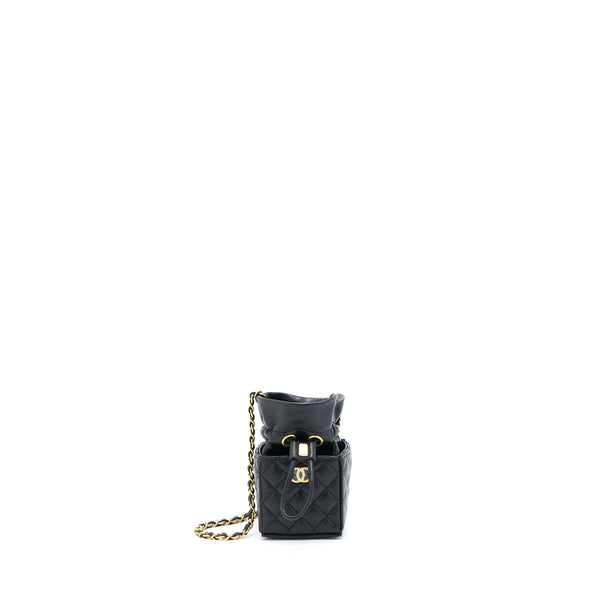 Chanel Mini Vanity Bucket Crossbody Lambskin Black Brushed GHW