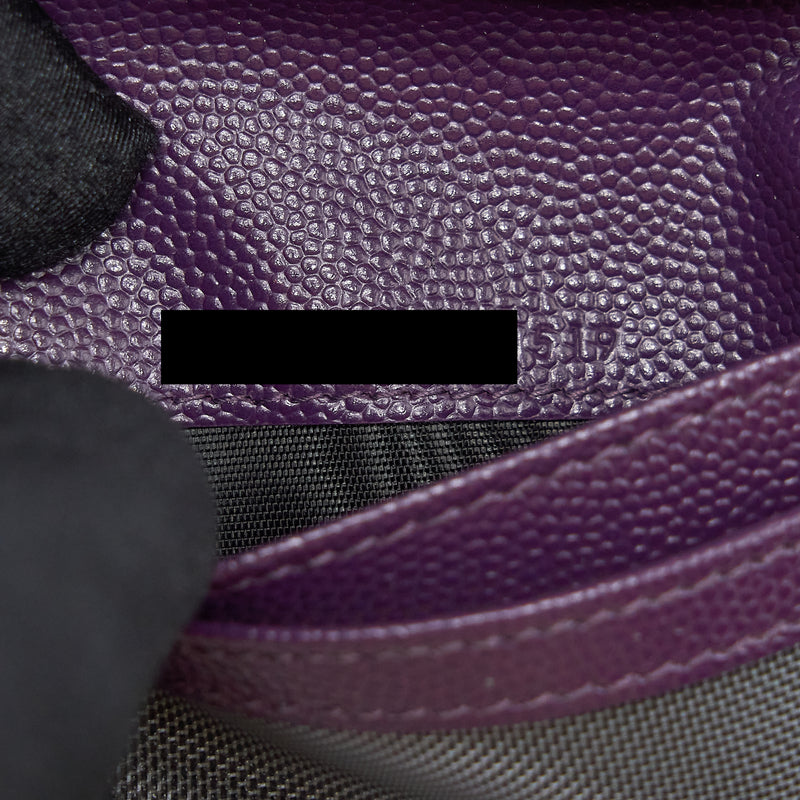 Saint Laurent Quilted Monogram Bi-fold Wallet Dark Purple SHW