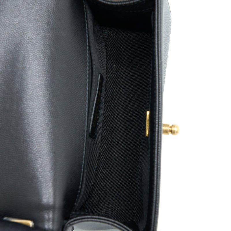 Chanel Small Boy Bag Caviar Black Brushed GHW (Microchip)