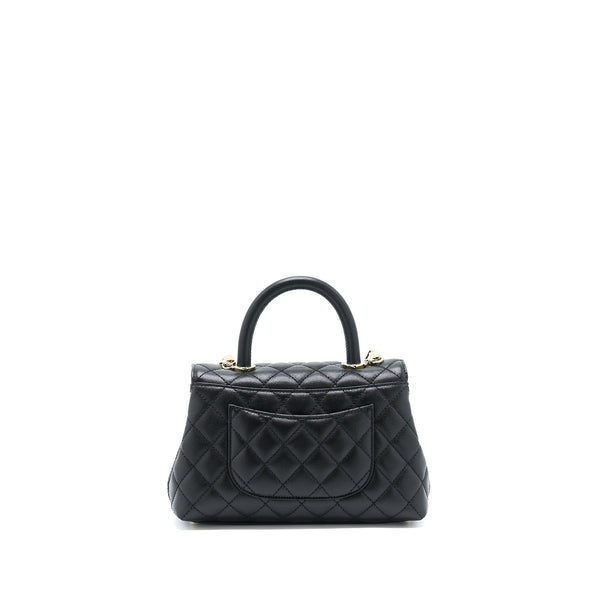 Chanel Small Coco Handle Caviar Black LGHW (Microchip).