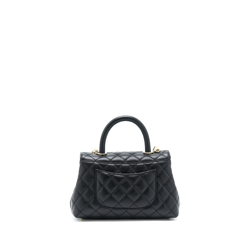 Chanel Small Coco Handle Caviar Black LGHW (Microchip).
