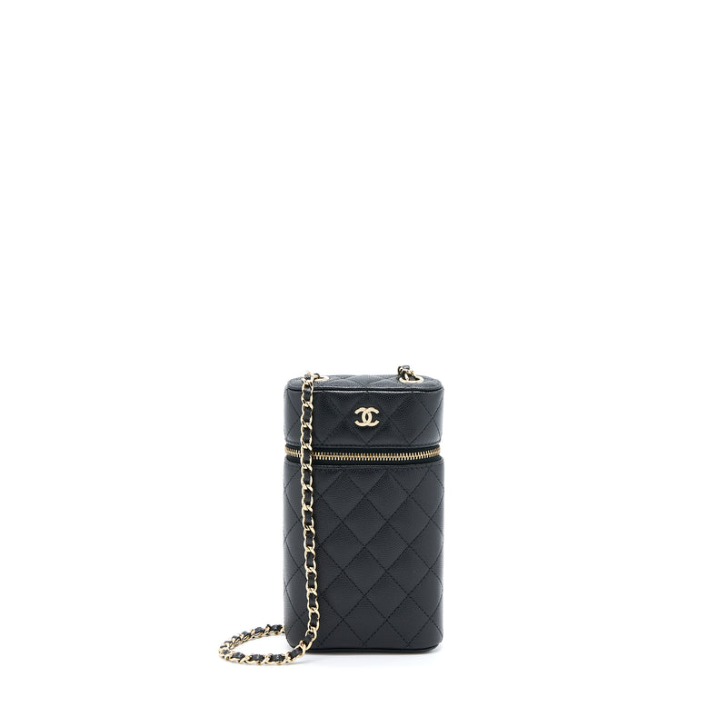 Chanel Black Quilted Caviar Phone Holder with Chain, myGemma