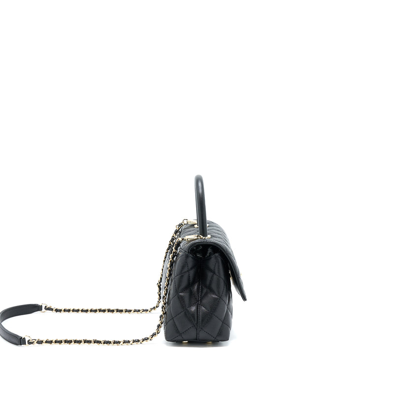 Chanel Small Coco Handle Caviar Black LGHW (Microchip).