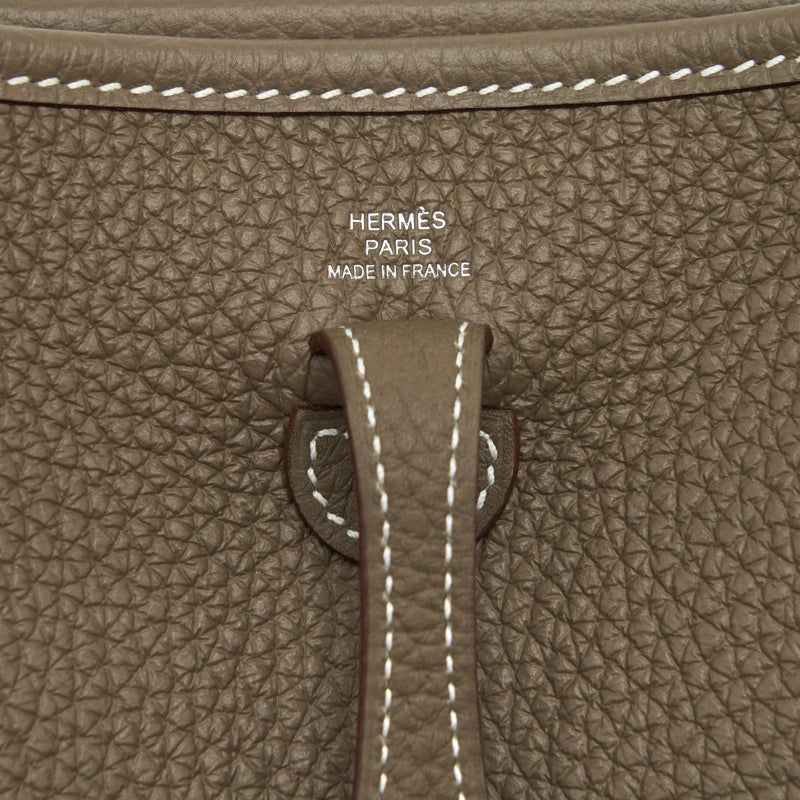 Hermes Mini Evelyne Clemence Etoupe SHW Stamp U