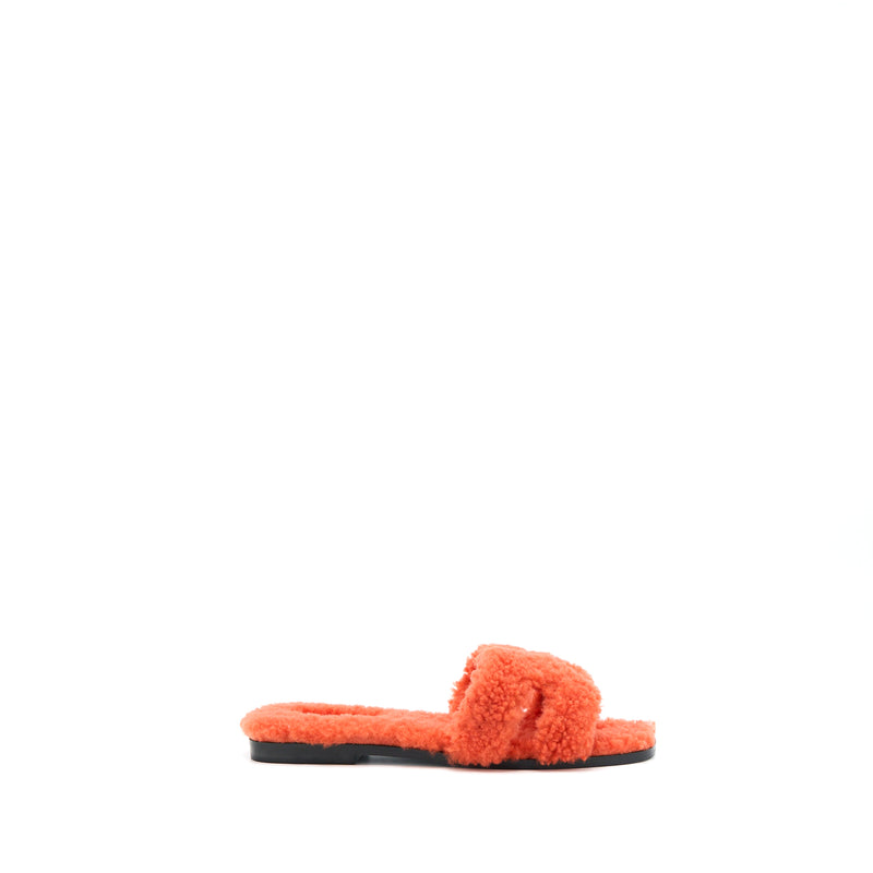 Hermes Size 38.5 Famme Oran Sandal H5 Orange