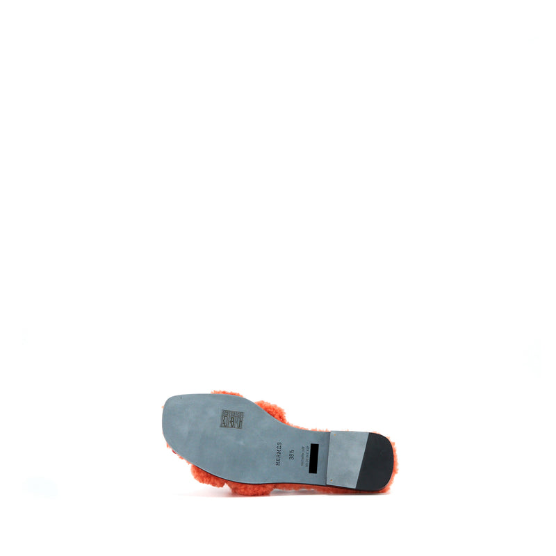 Hermes Size 38.5 Famme Oran Sandal H5 Orange