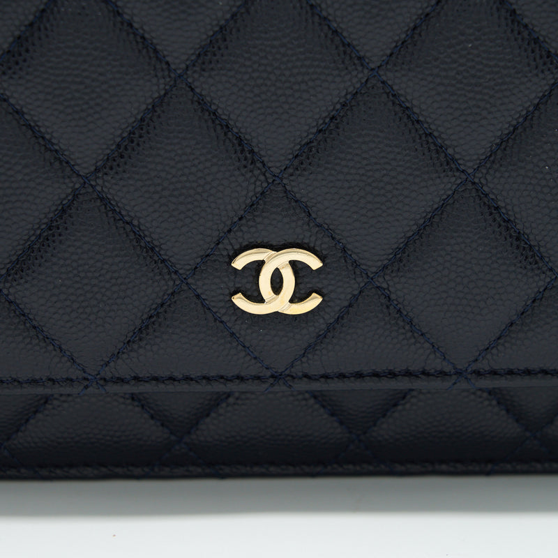 Chanel Classic Wallet On Chain Caviar Navy LGHW