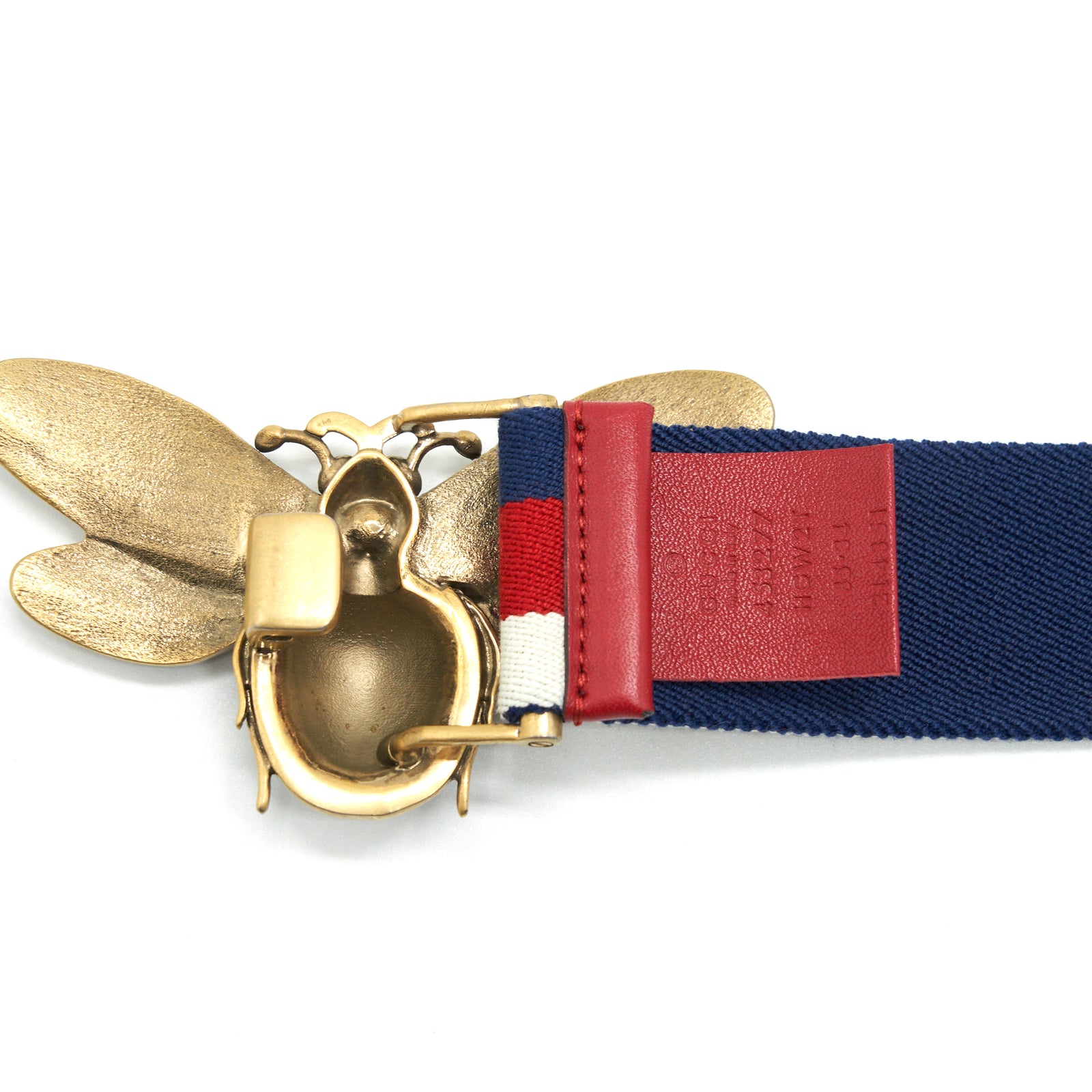 Gucci Web Belt With Bee Blue Red