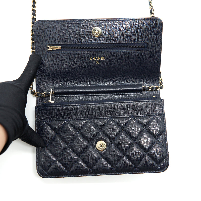 Chanel Classic Wallet On Chain Caviar Navy LGHW