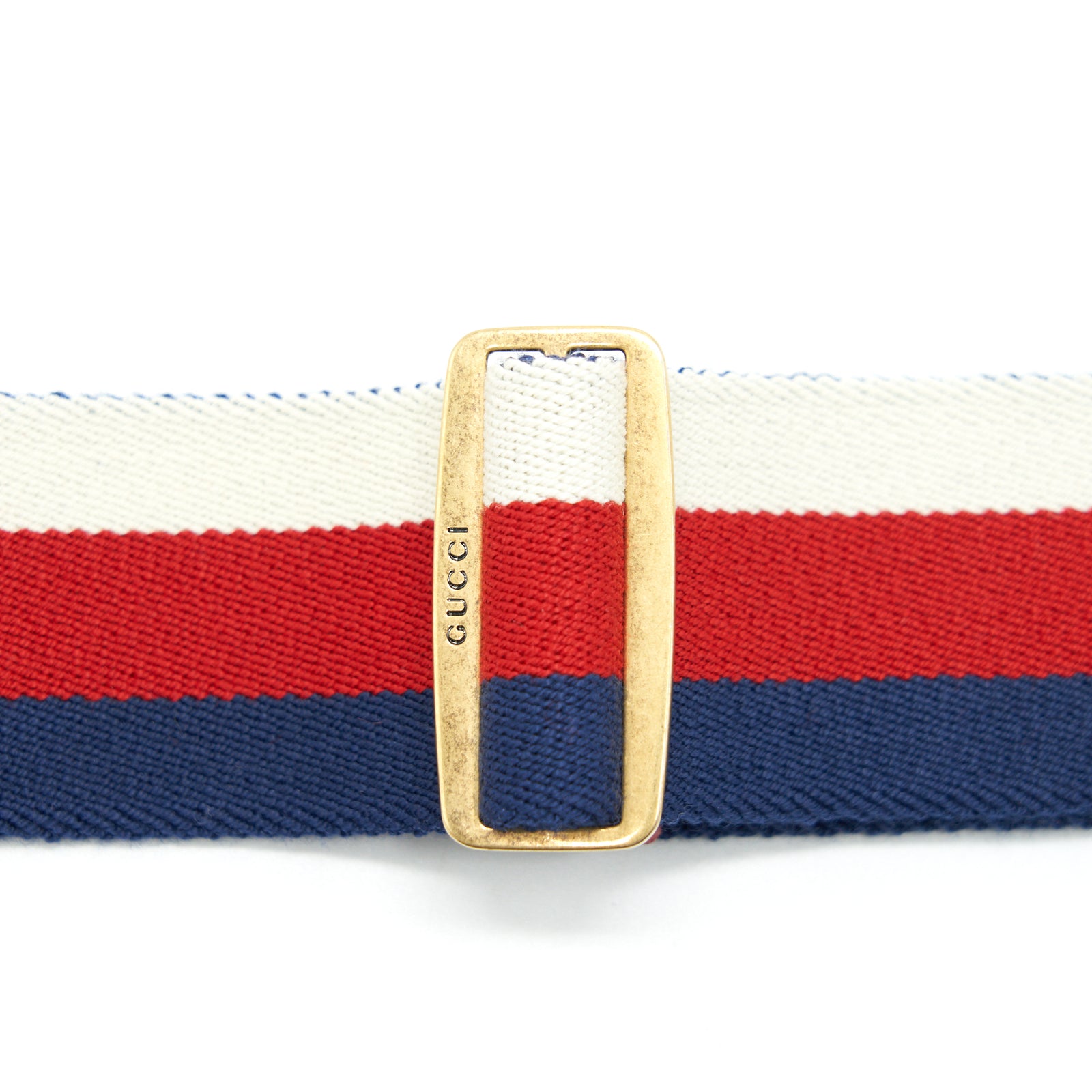 Gucci Elegant Navy and Red Bee belt Gucci Navy and Red Striped Web Bee Buckle Belt with Pearl Bee main image 2