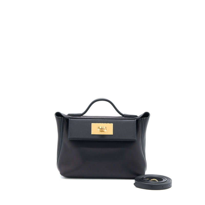 Hermes Mini 24/24 2424-21 Bag Swift/Volupto Black GHW Stamp U