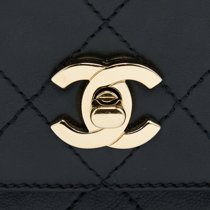 Chanel Seasonal Top Handle Flap Bag Calfskin Black GHW