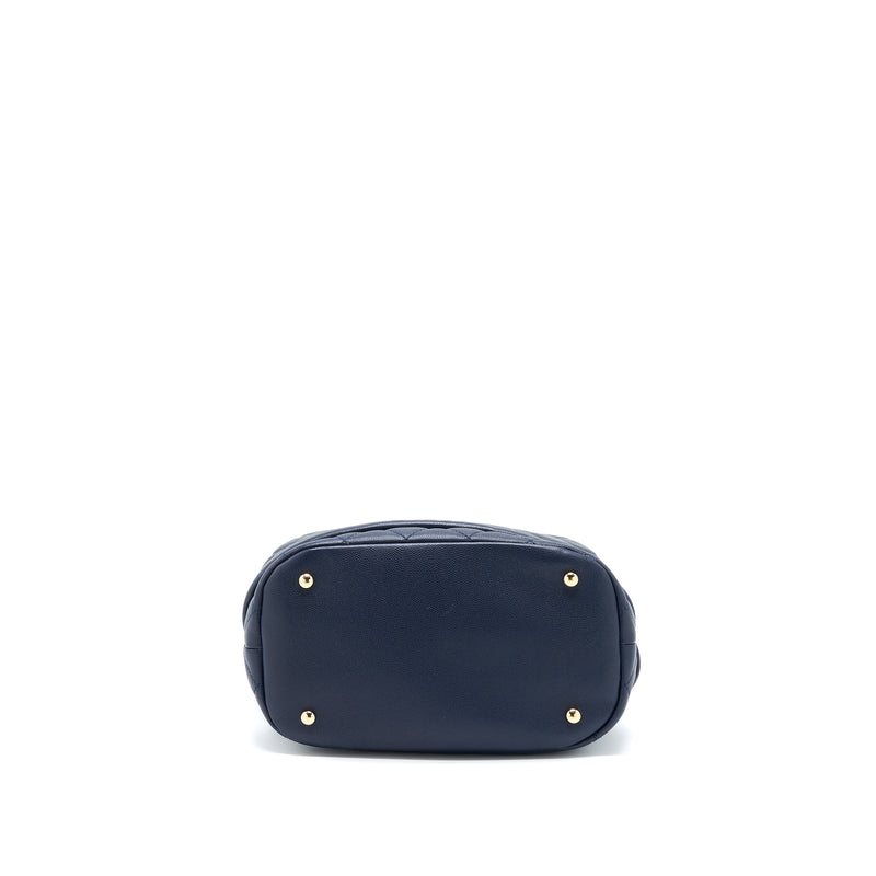 Chanel Top Handle Bucket Bag Caviar Navy Blue LGHW