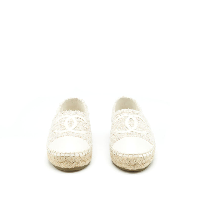 Chanel Size 35 Tweed Espadrilles White