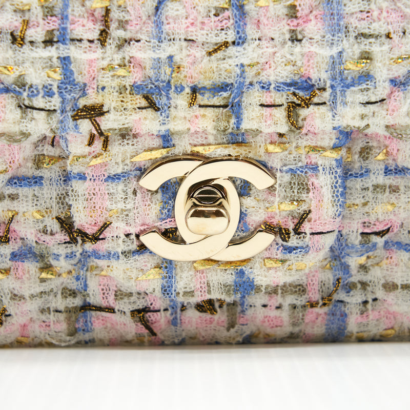 Chanel Mini Rectangular Flap Bag Tweed Multicolour LGHW