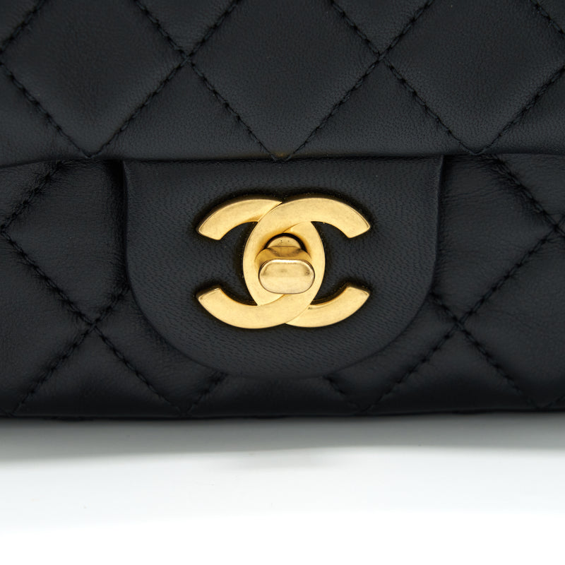 Chanel Pearl Crush Mini Rectangular Flap Bag Lambskin Black GHW (Micro