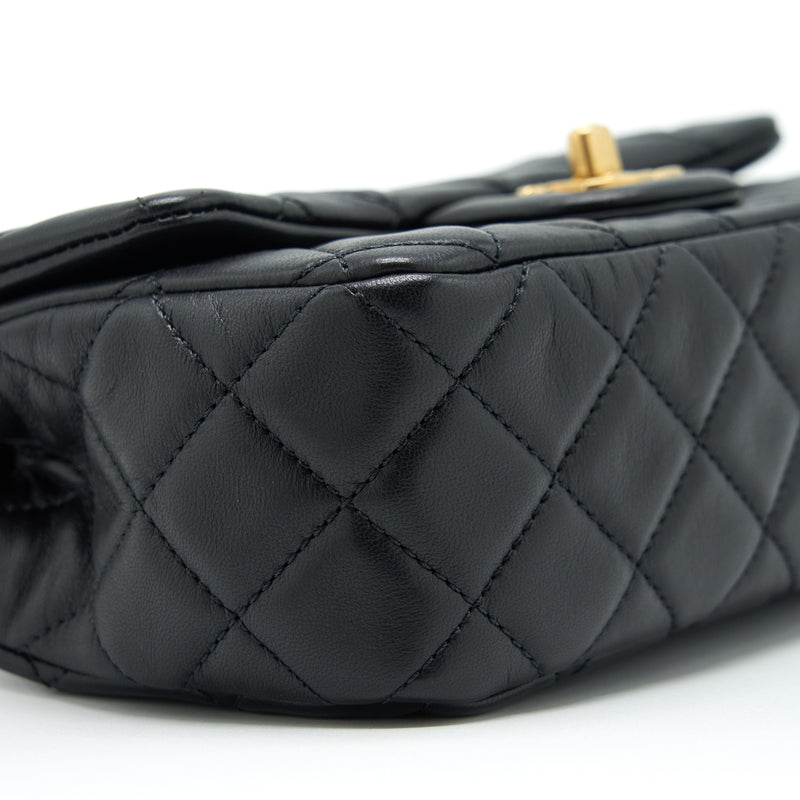 Chanel Pearl Crush Mini Rectangular Flap Bag Lambskin Black GHW (Microchip)