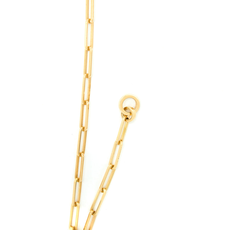 Hermes Kelly Chaine Lariat Necklace Small Model Yellow Gold Diamonds