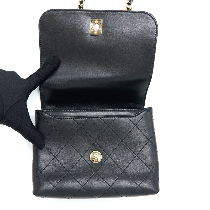 Chanel Seasonal Top Handle Flap Bag Calfskin Black GHW
