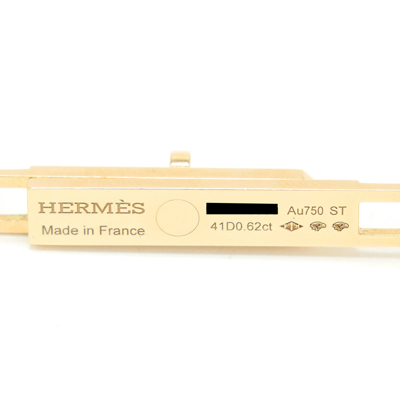 Hermes Kelly Chaine Lariat Necklace Small Model Yellow Gold Diamonds