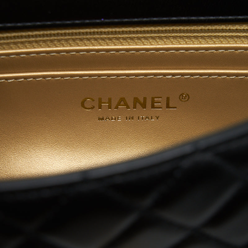 Chanel Pearl Crush Mini Rectangular Flap Bag Lambskin Black GHW (Microchip)