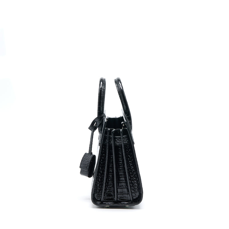 Saint Laurent/YSL Sac De Jour Nano Croc Embossed Black SHW