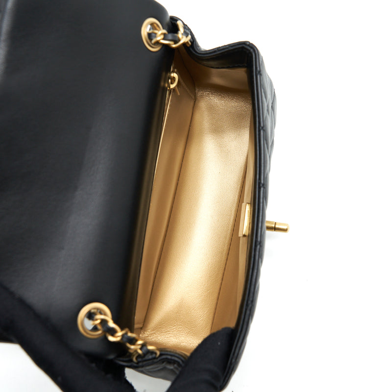 Chanel Pearl Crush Mini Rectangular Flap Bag Lambskin Black GHW (Microchip)