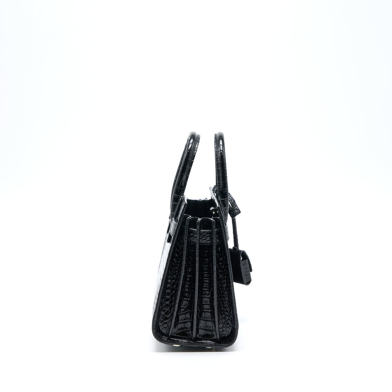 Saint Laurent/YSL Sac De Jour Nano Croc Embossed Black SHW