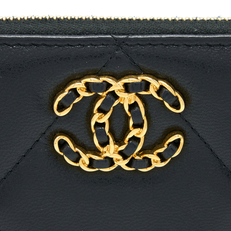 Chanel 19 Zip Wallet Goatskin Black GHW